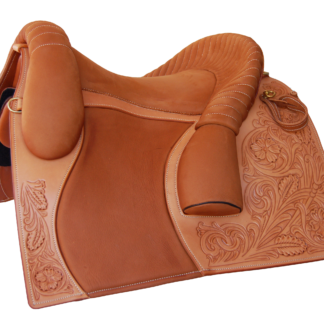 Bückeburger Schulsattel mit full flower tooling natur-leder