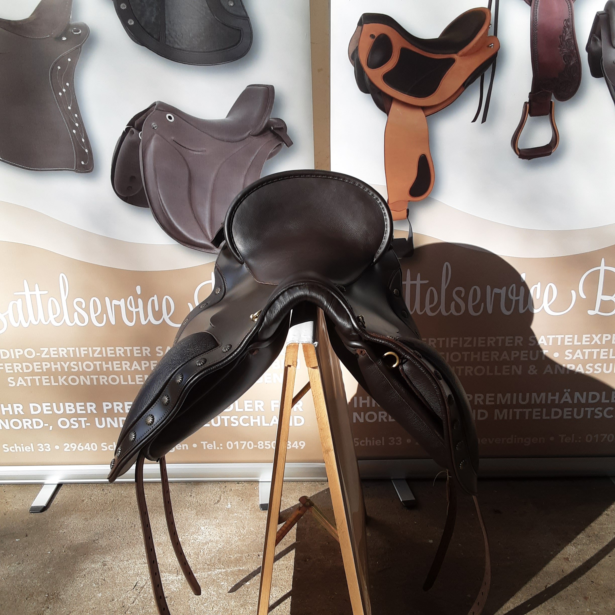 Deuber Sattel "El Campo shorty" S3 African Braun Nappa Messing – Bild 5